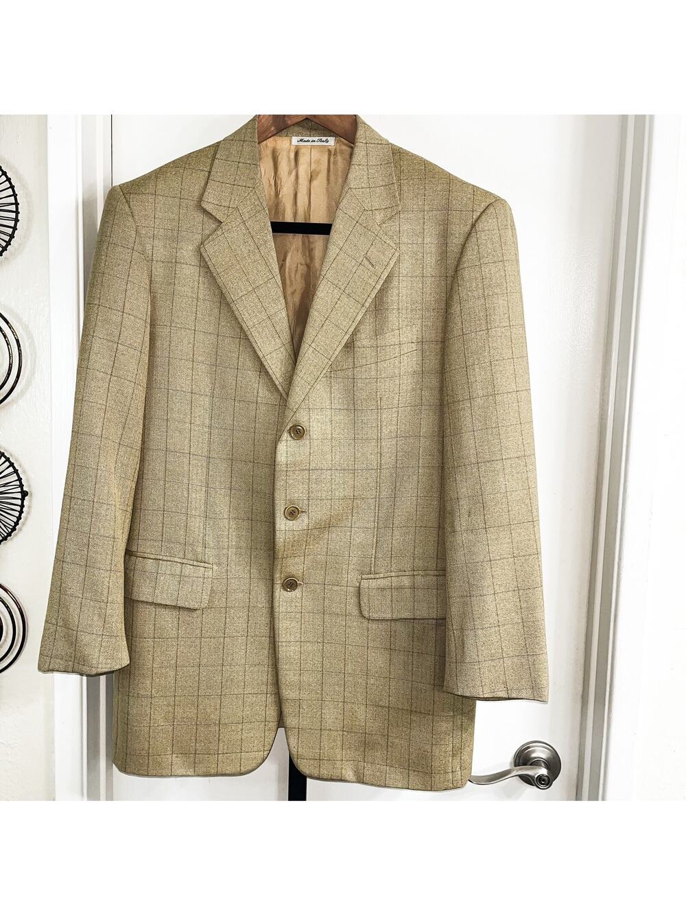 Pal Zileri Mens Italian Wool Blazer Sport Coat Office Preppy- Tan, Size 44R